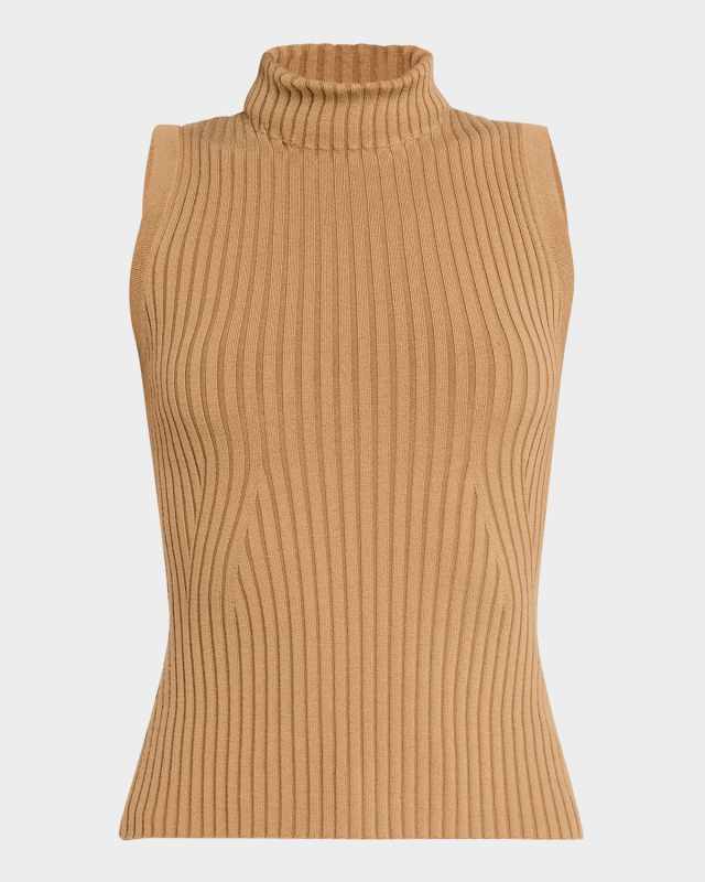 Sleeveless Ribbed Turtleneck Sweater